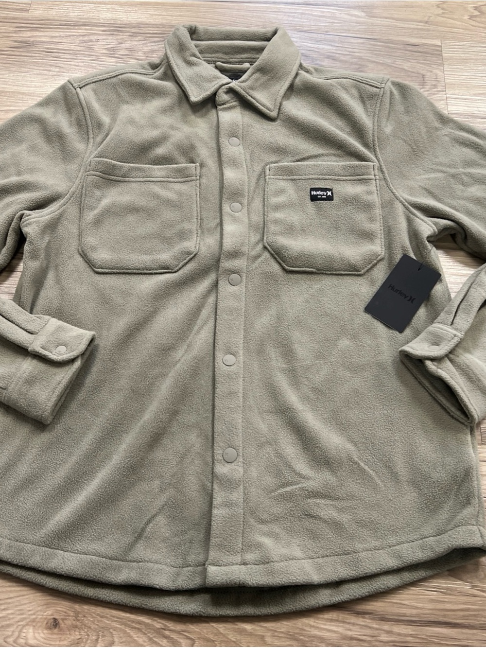 Hurley Polar Fleece Overshirt Button Front Iguana Green Men’s Sizes NWT $60
